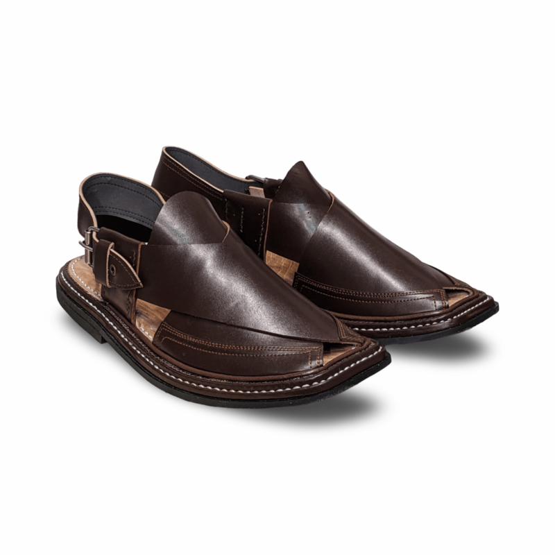 Charsadda Three Gear Chappal Brown - Image 2