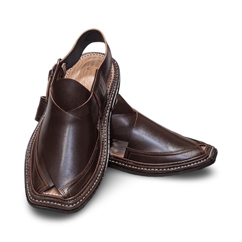 Charsadda Three Gear Chappal Brown - Image 3