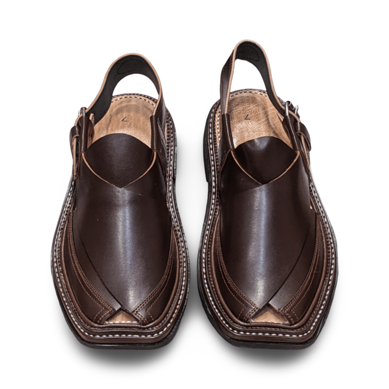 Charsadda Three Gear Chappal Brown - Image 4