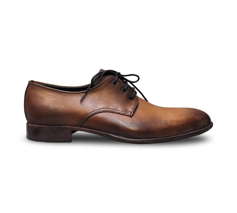 Mustard Derby Leather Shoes for Men - Image 4