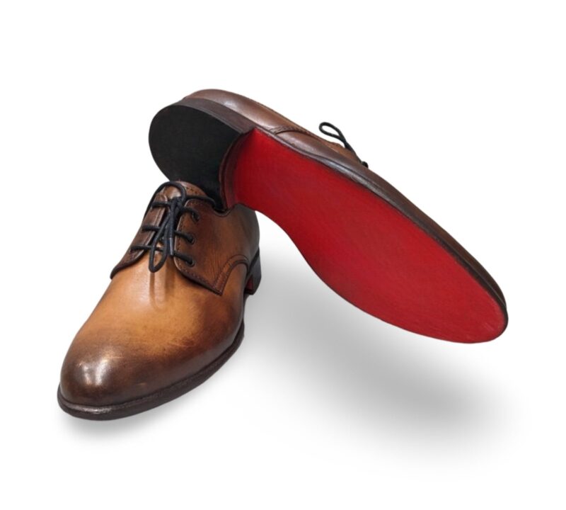 Mustard Derby Leather Shoes for Men - Image 2