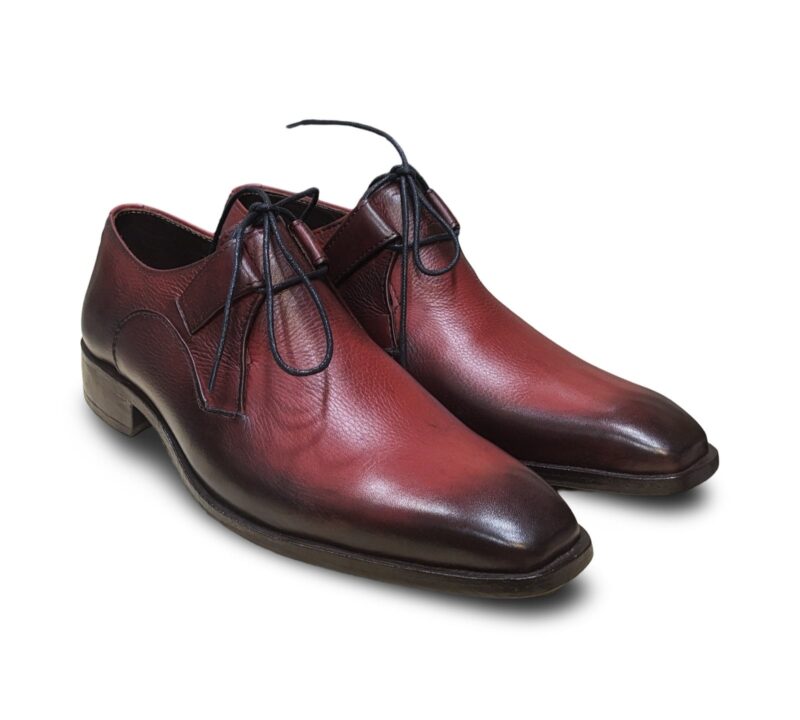 Burgundy Italian Derby Leather Shoes for Men