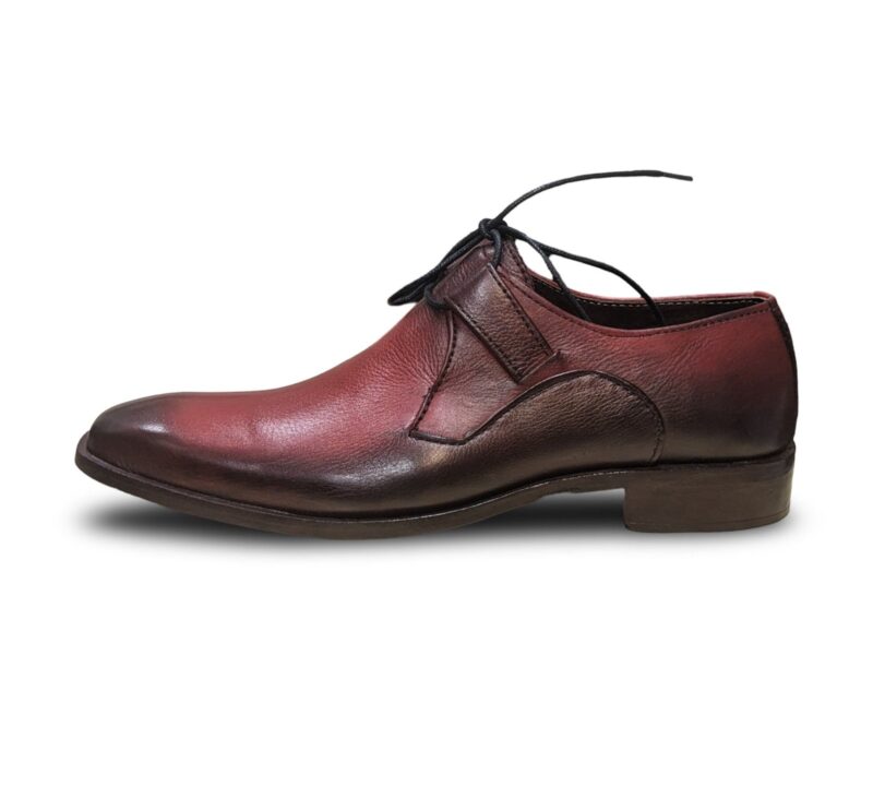 Burgundy Italian Derby Leather Shoes for Men - Image 5