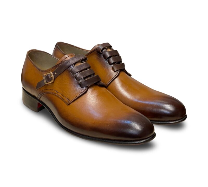 Mustard Derby Belt Leather Shoes for Men