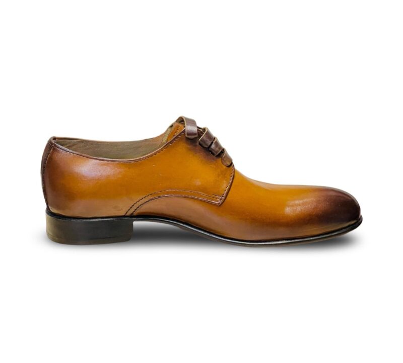 Mustard Derby Belt Leather Shoes for Men - Image 4