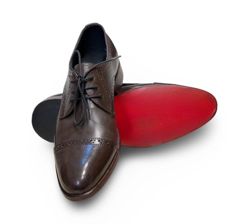 Brown Derby Leather Shoes for Men - Image 2