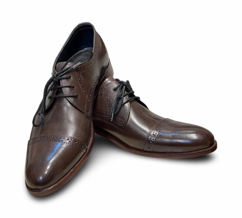 Brown Derby Leather Shoes for Men - Image 3