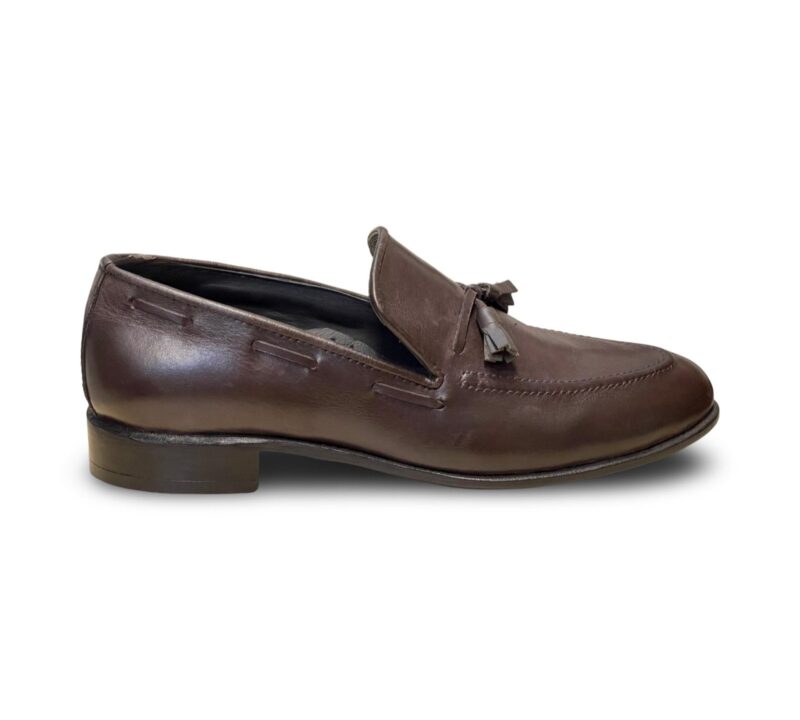 Dark Brown Leather Tussal Moccasins for Men - Image 3