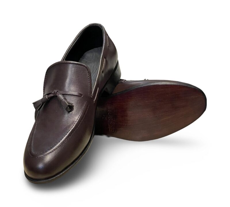 Dark Brown Leather Tussal Moccasins for Men - Image 2