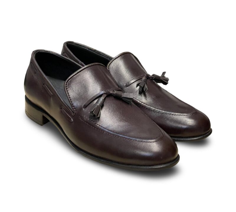 Dark Brown Leather Tussal Moccasins for Men