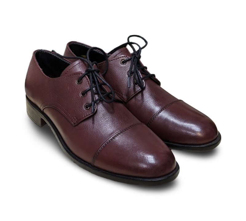 Burgundy Derby Leather Shoes for Men