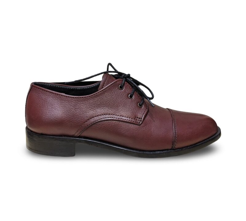 Burgundy Derby Leather Shoes for Men - Image 4