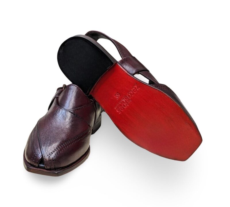 Burgundy T-Shape Norozi Chappal for Men - Image 2