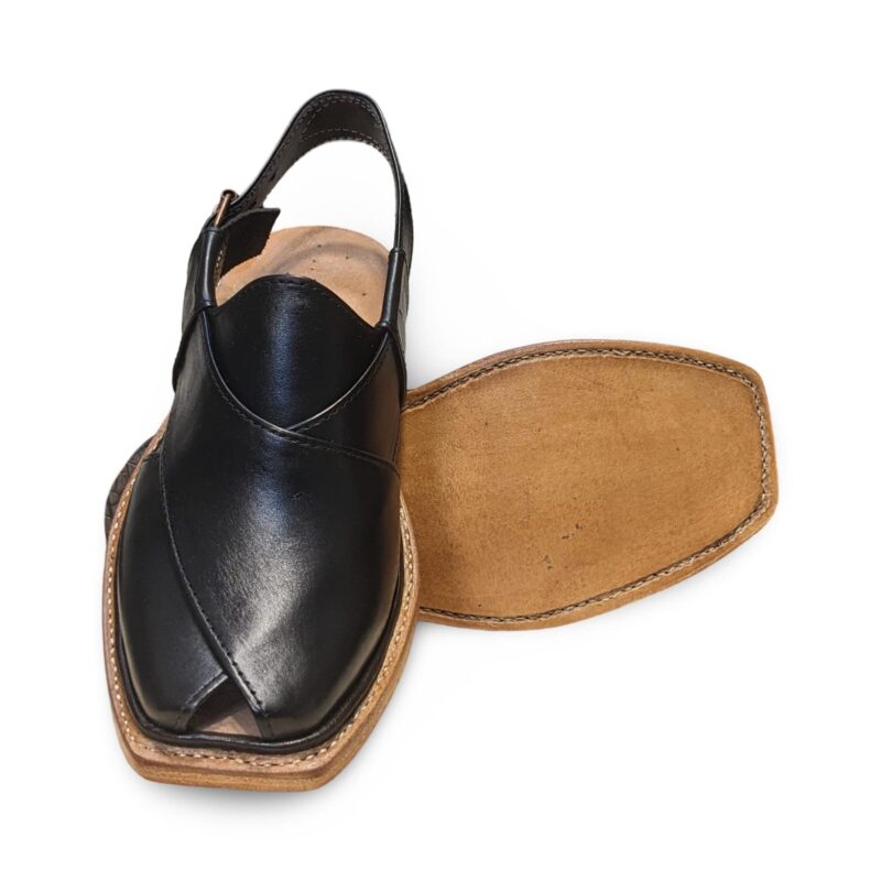 Men's Leather T.Shape Sandals Black - Image 4