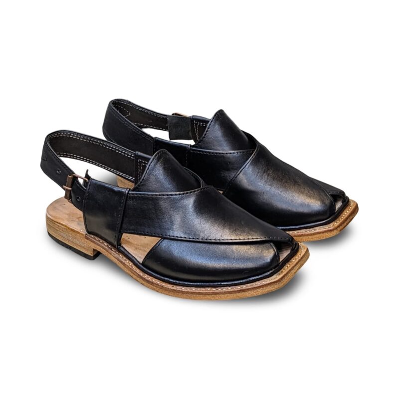 Men's Leather T.Shape Sandals Black