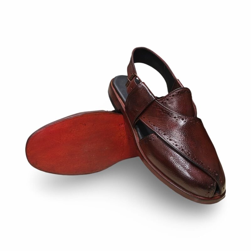 Men's Leather Sandals Burgundy - Image 4