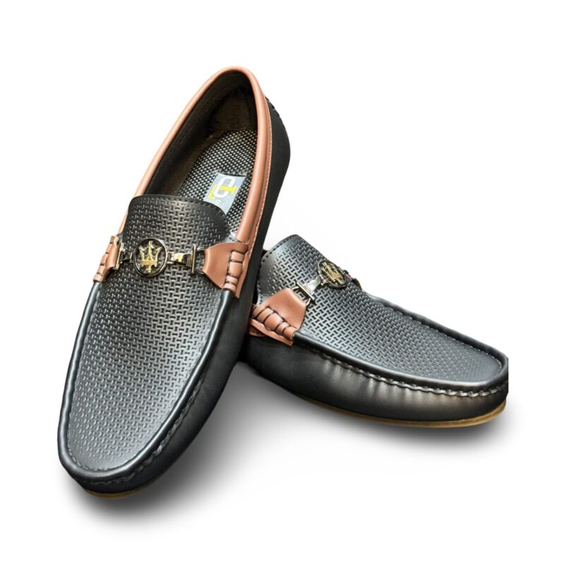 Black Printed Faux leather Loafers - Image 2